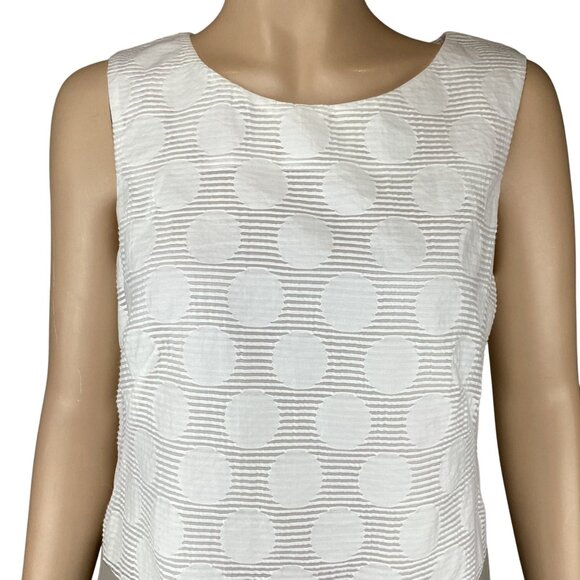Peserico Womens‎ Dress Size 42 US 6 White Blue ColorBlock Sleeveless Shift - Picture 2 of 8